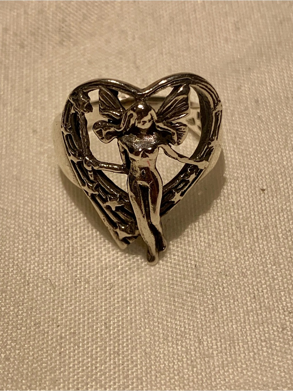 Silver Fairy Heart Ring SZ 6